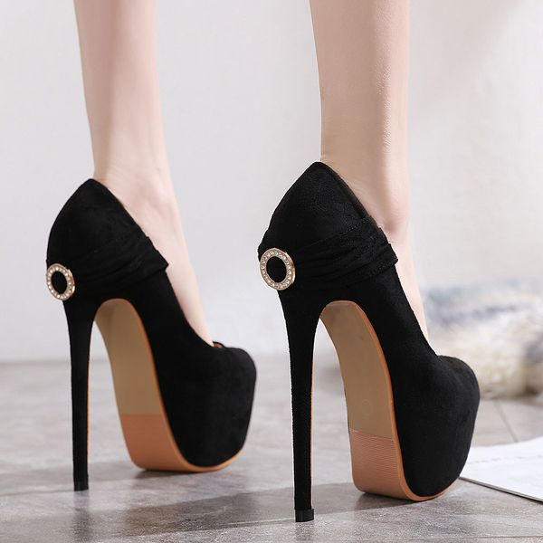 

doratasia new wholesale women's shoes platform super thin high heels slip on spring party dating heeled pumps female, Black