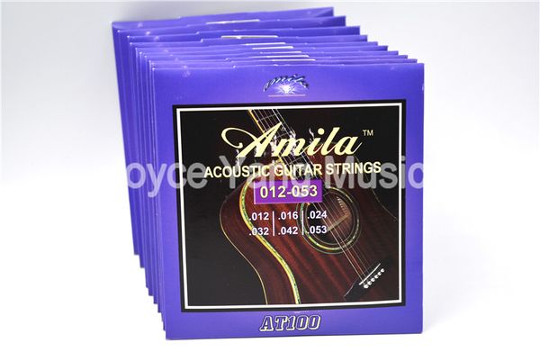 

10 sets of amila at100 acoustic guitar strings stainless steel&phosphor bronze strings 1st-6th 012-053 wholesales