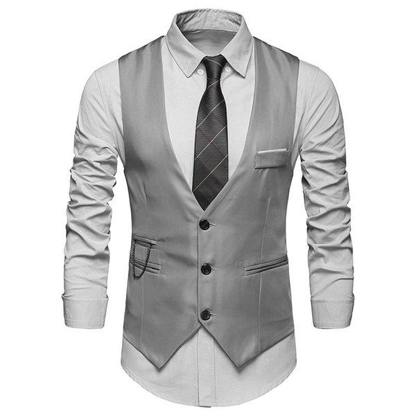 

jodimitty 2020 men formal dress suit vests slim fit men suit vest male wedding party waistcoat homme casual business jacket, Black;white