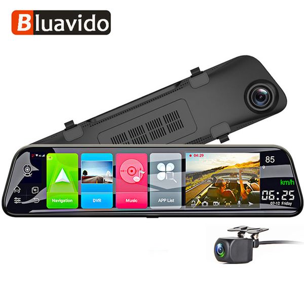 

bluavido 12" car dvr camera mirror 4g android 8.1 ips dash cam video recorder hd 1080p video recorder adas parking monitoring