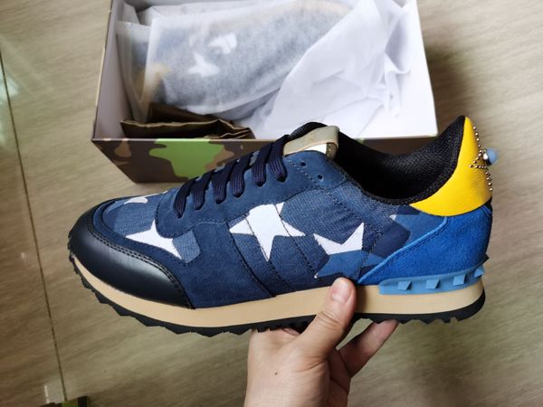 

mens women designer shoes genuine leather luxury camouflage shoes sneaker fashion rubber stud off 15 colors, Black