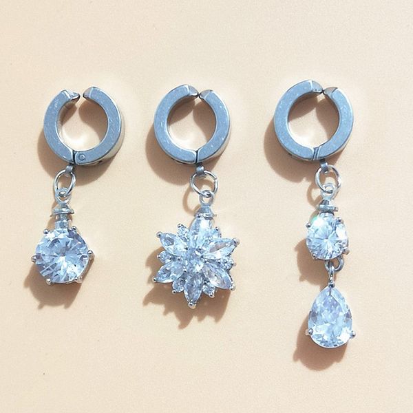 

2019 new fashion medical steel buckle fake non piercing navel belly button ring body jewelry earcuff earrings, Slivery;golden
