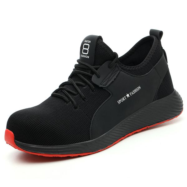 

new arrival outdoor high plus size 37-46 steel toecap men work & safety boots fashion lightweight sneakers casual male shoes, Black