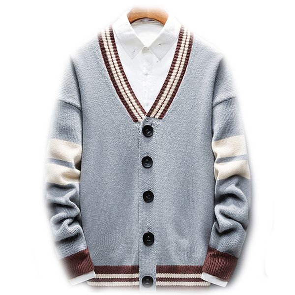 

мужские трикотаж пальто 2019 осень и зима новый стиль смешанных цветов trend кардиган пальто корейского стиля casual свитер j974, White;black