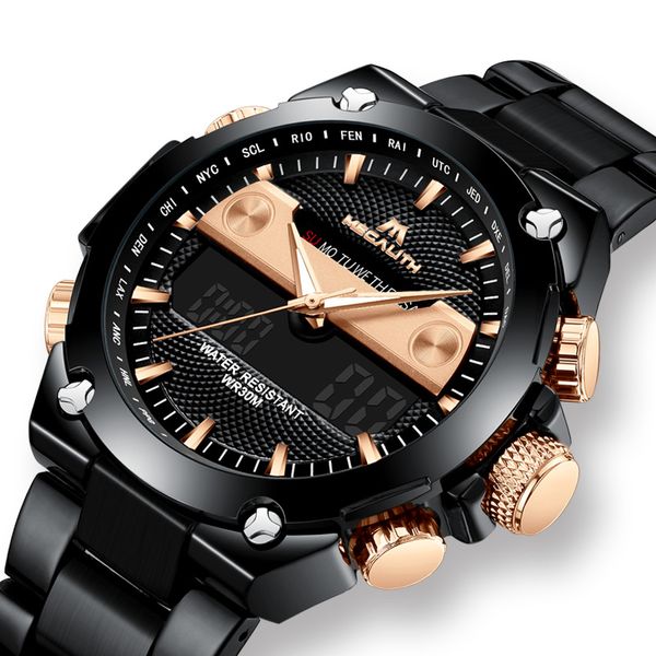 

megalith sports digital men's watch waterproof chronograph led alarm date wrist watch for men relogio masculino, Slivery;brown