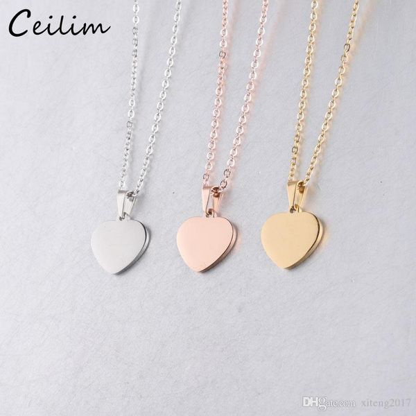 

personalized love heart pendant necklace - stainless steel diy charm jewelry for fashionable buyer, Silver
