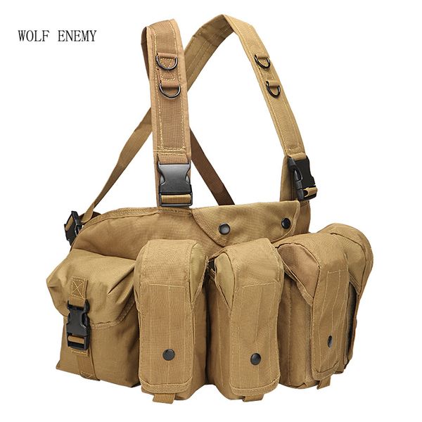 

outdoor magazine carrier combat camouflage tactical vest ammo chest rig, Camo;black