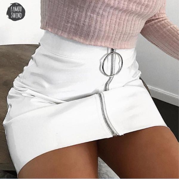 

skirt mini women pu leather pencil high waist short stretch party 5 colors size s xl, Black