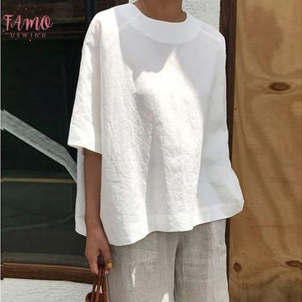 

женщина блуза одежда повседневная сыпучие белье лоскутная плюс размер 3 4 рукав lady daily soild блуза топы рубашки blusas de mujer verano, White