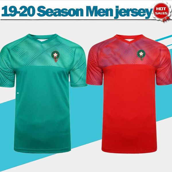 

2020 morocco home red soccer jerseys national team 19/20 away green soccer shirts short sleeves football uniforms, Black;yellow