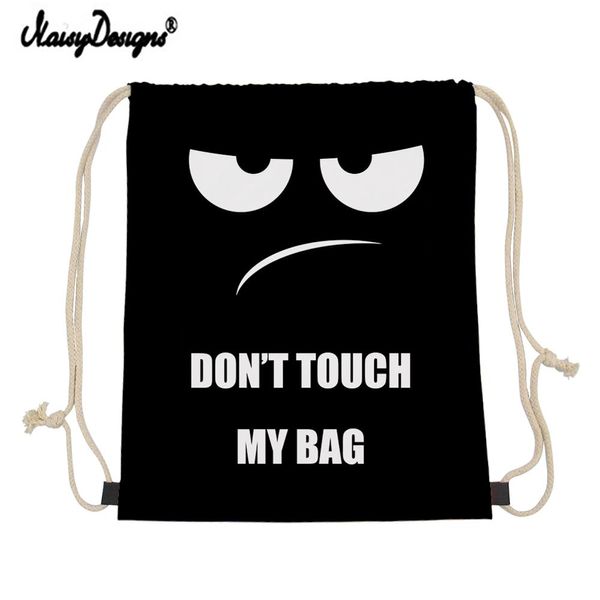 

noisydesigns customzied small drawstring bag don't touch my bag printing storage bags daily backpack junior boy storage mochila