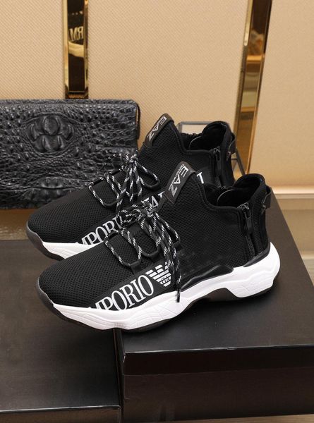 

new casual men's shoes fashion trend leather sneakers flyweaver drop rubber shoes made of sheepskinwith original box, Blue;gray