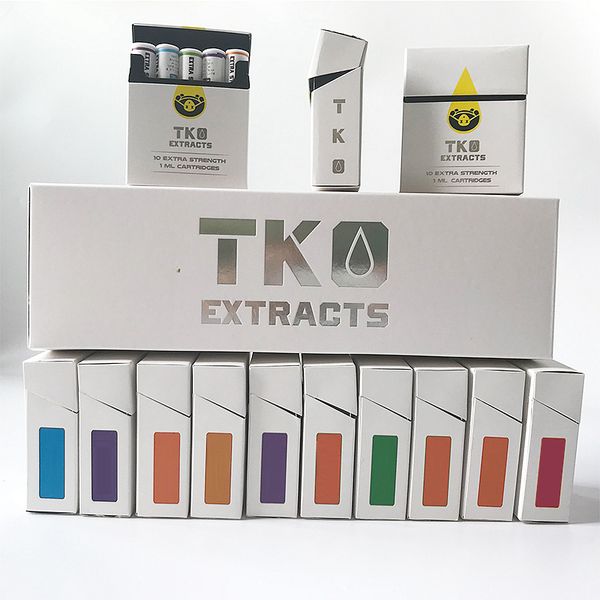 

TKO Экстракты Vape Картриджи Упаковка 0,8 мл 1мли Керамическая 510 Пустых Vape картридж густого масла Распылителя E сигареты Dab Pen восковой испаритель Телега