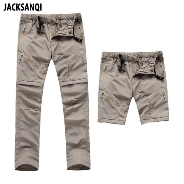 

jacksanqi men's quick dry detachable hiking pants outdoor sport summer camping trekking fishing shorts breathable thousers ra068, Black;green