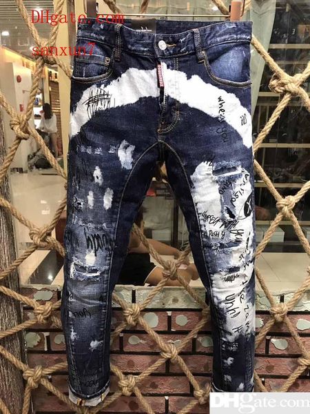 

men s distressed ripped skinny fashion designer slim motorcycle moto biker casual d2 tide mens denim pants hip hop men long jeans d26546, Blue