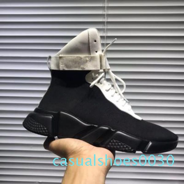 

paris original sock , designed by luxury designer, with velcro strap and high shoes for casual couples c30, Black