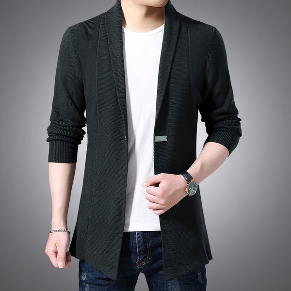 

thoshine brand spring autumn men sweatercoats solid color slim fit smart casual male cardigan outerwear sweater coat knitwear, White;black