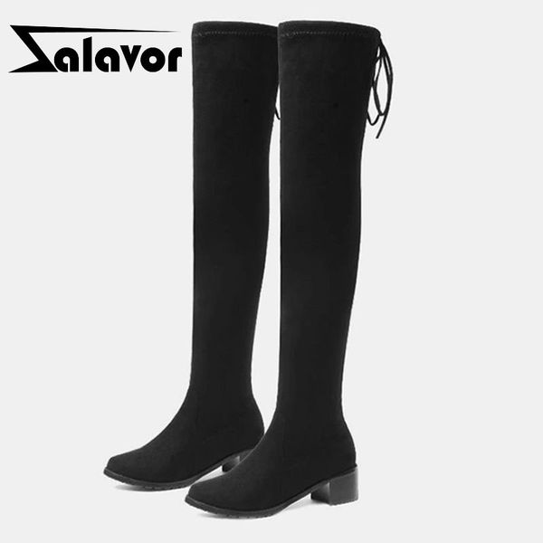 

zalavor 9 colors women stretch boots warm boots winter shoes women casual flats boot long footwear size 34-43, Black