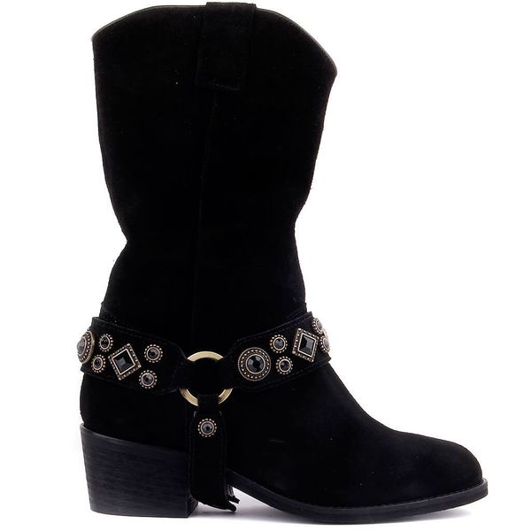 

sail lakers-black suede zipperless women long boots