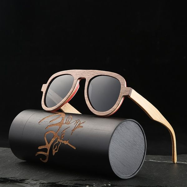 

angcen vintage polarized pilot sunglasses men and women sun glasses polarized retro wooden bamboo sunglasses unisex, White;black