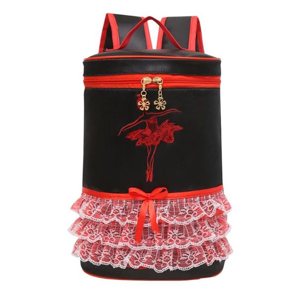 

girls ballerina decor wear resistant princess skirt dance bag cute large capacity ergonomics bow tie gifts ballet backpack, Black;red