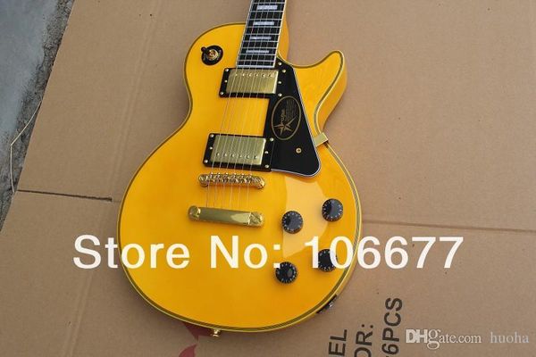 Guitarra elétrica personalizado Randy Rhoads Assinatura Ebony Fret Binder amarelo dourado de Grover sintonizadores gratuito Shippingk