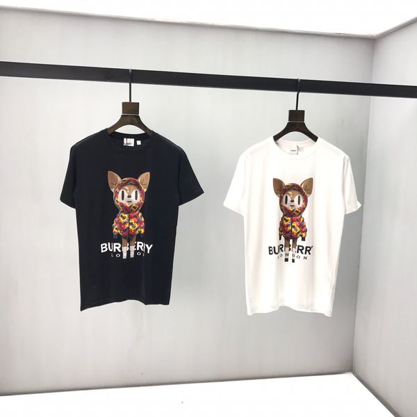 

2020az дизайнер весна и лето новый высококачественный хлопок печать короткий рукав круглый вырез панели футболка размер: s--l-xl-xxl цвет, White;black