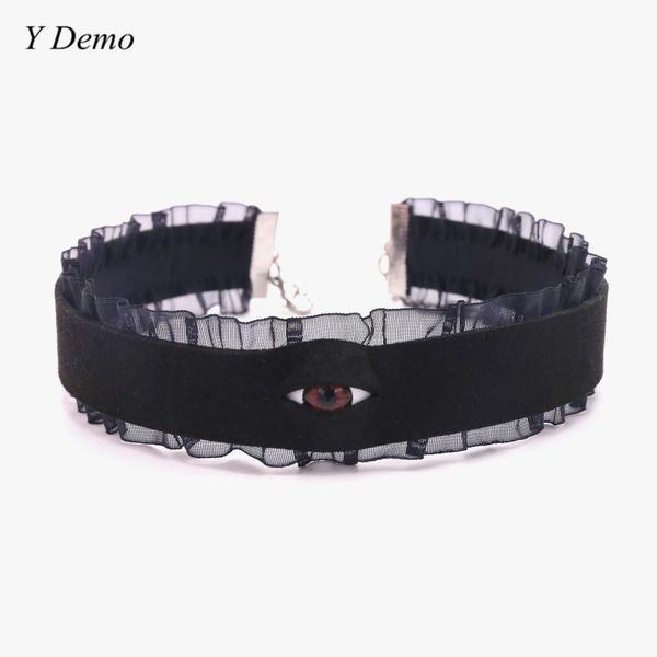

gothic eyes lace choker casual velvet adjustable torques necklace, Silver