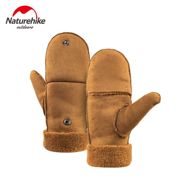

naturehike 2019 new winter thermal gloves for men and women's fingerless mittens warm flip-over gloves mitten with cover, Black
