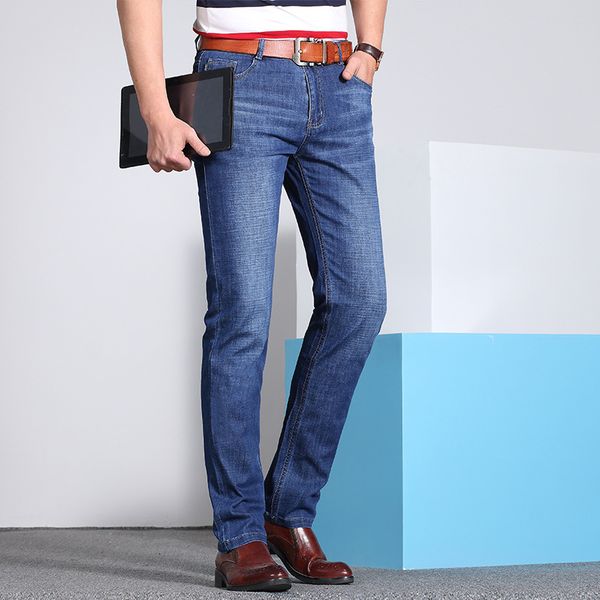 

2019 summer new style business jeans men's thin-style blue