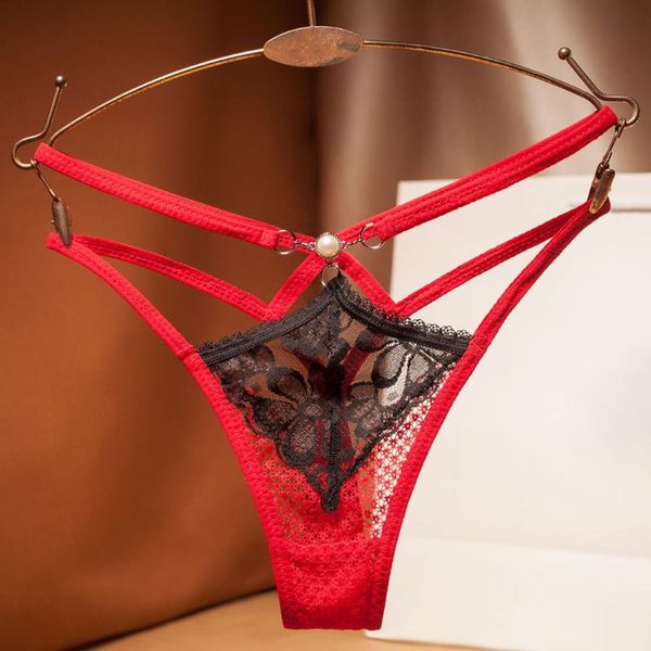 

women's panties lace g-string transparent underpants erotic lingerie open crotch hollow thong briefs femme tangas, Black;pink