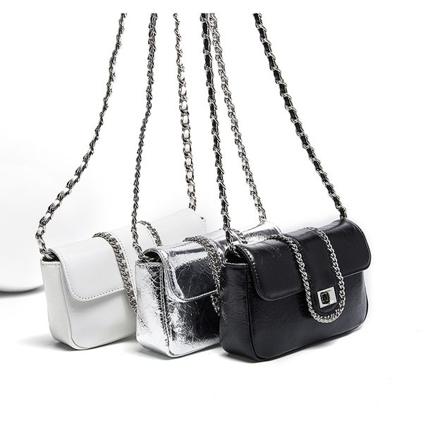 

chain leather small square bag 2020 ladies fashion design oblique cross bag lady new temperament casual wild white shoulder bag gift 1152