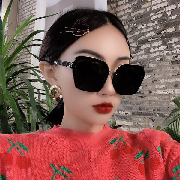 

new large box polarized sunglasses womens fashionable square sunglasses long face sun glasses korean-style chao wang red glasses black, White;black