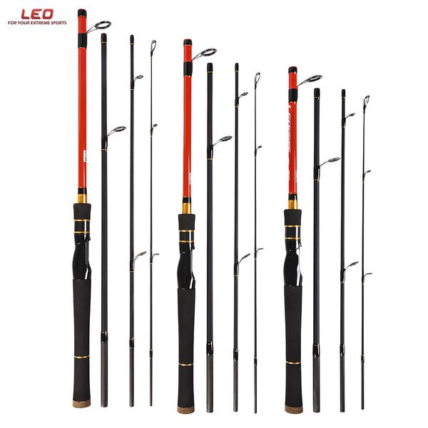 

leo 1.8m/ 1.98/ 2.1m carbon fiber spinning fishing rods casting travel rod 4 sections fast action fishing lure rod pesca