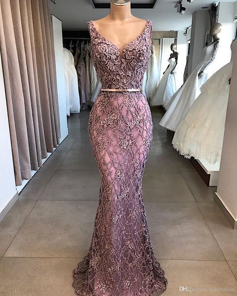 

luxurious beaded lace mermaid prom dresses 2020 purple v neck sleeveless floor length formal vestidos evening gowns bc2874, Black