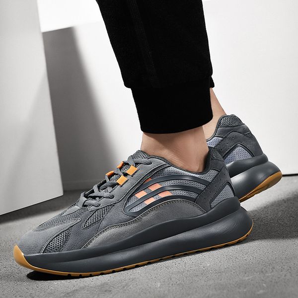 

young boy casual shoes mesh breathable fashion men sneakers anti-slip casual shoes super cool men lace up sneakers, Black