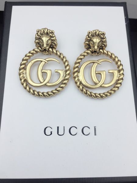 

luxury design earrings for woman classic alphabet earrings lion gold earrings copper fashion supply, Golden