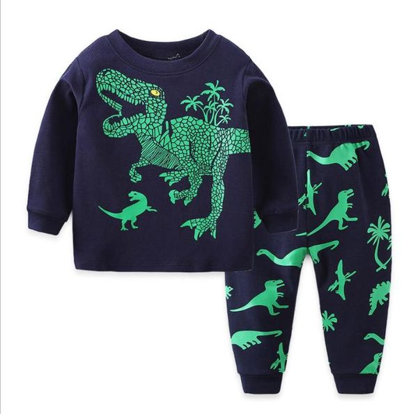 

new kids pajamas children clothes kids clothing set boys pajamas sets girls sleepwear baby pyjama dinosaur nightwear, Blue;red