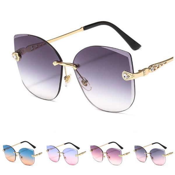 

fashion women diamond sunglasses trimming sun glasse rimless goggles anti-uv spectacles cat eye eyeglasses ornamental a, White;black