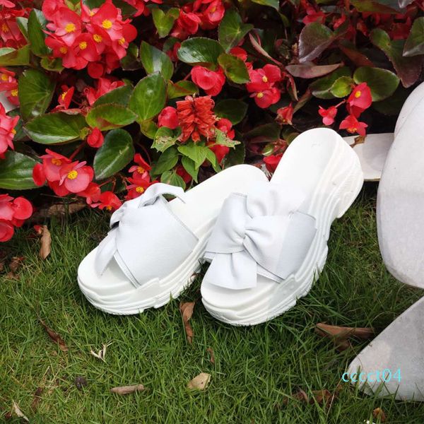 

summer girl мода натуральной кожи черных платформы белый обувь женщина лук трусы lady пляж слайды женского досуг мулы ct4, Black