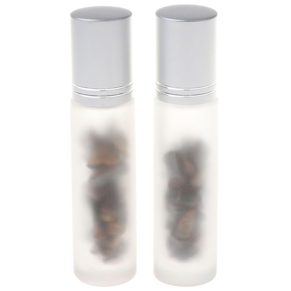 

2x, travel, empty crystal jade glass roller ball bottles vials, refillable perfume bottles case holders