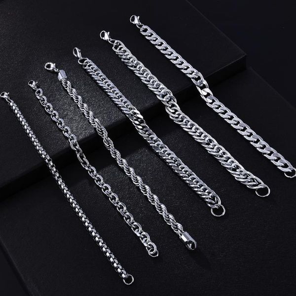 

2019 новый браслет для мужчин женщин снаряженной кубинского звена цепи из нержавеющей стали мужских женских браслетов цепи ювелирных изделий, Black