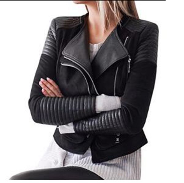 

женщины весной и осенью деловой английский новый стиль бутик личности мода тонкий короткий pu кожа мотоцикла пальто / s-3xl, Black