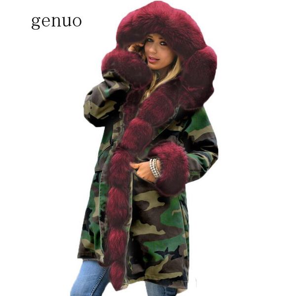 

new women winter thick warm hooded parka women's parkas coats hooded fur collar jacket woman faux fur velvet jacket, Black