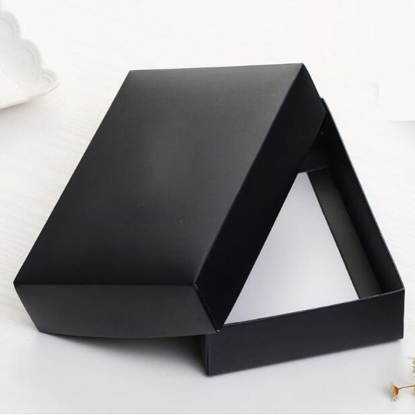 

qi 18*12*4cm large black white cover paper packing box for clothes jewelry wig gift wallet tie packaging paper carton box 20pcs