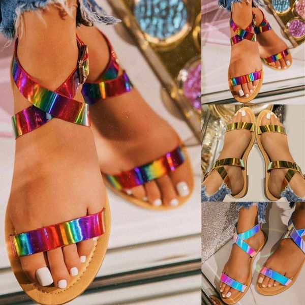 

womens color flats open toe cross sandals comfortable buckle strap casual shoes slip-on flat casual shoes female sandalias, Black