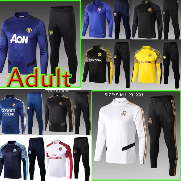 

real madrid ajax soccer tracksuit marseille spurs survÃªtement de football training suit jogging chandal futbol men quality, Black