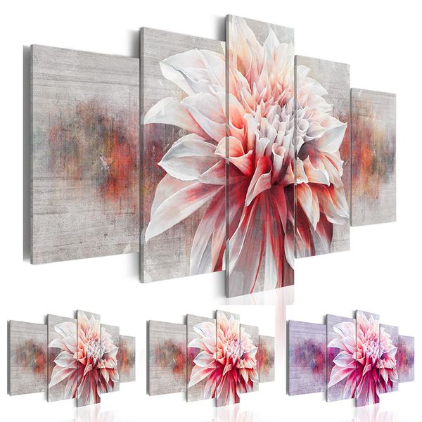 

new fashion purple flowers dahlia abstract art on canvas painting wall art picture print home decor gifts for love (without frame)