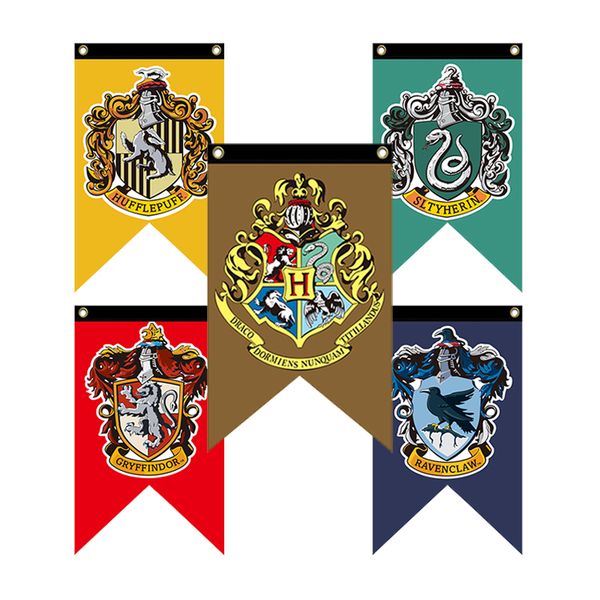 

75*125cm harry potter gryffindor hufflepuff slytherin ravenclaw polyester flag hogwarts college flag home decor polyester banner
