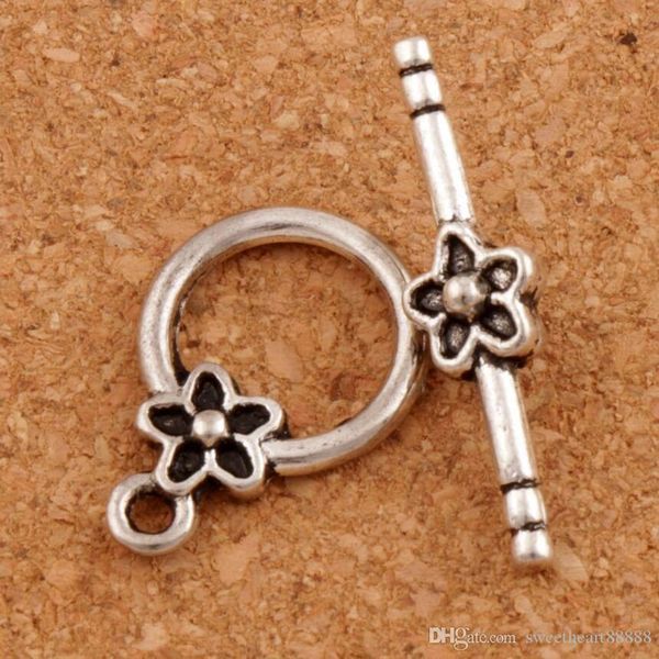 

plum flower bracelet toggle clasp 100sets lot antique silver jewelry findings fit bracelets l847 jewelry findings & components lzsilver